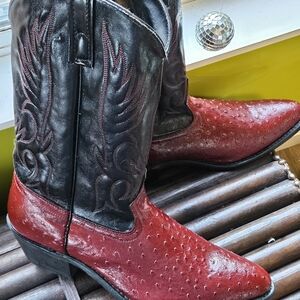 Men's Two-Tone Red and Black Western Cowboy Boots